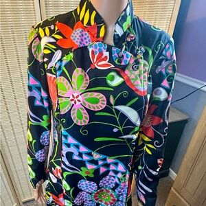 Vintage Dynasty I Magnin Vibrant Chinese Inspired Maxi Dress Hong Kong M